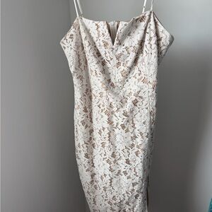 Lulu's Cream Lace Midi Dress